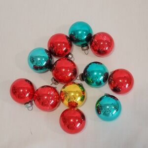 Vintage Glass Christmas Ornaments Red/gold (unbranded) Teal (Shiny Brite) LOT 12